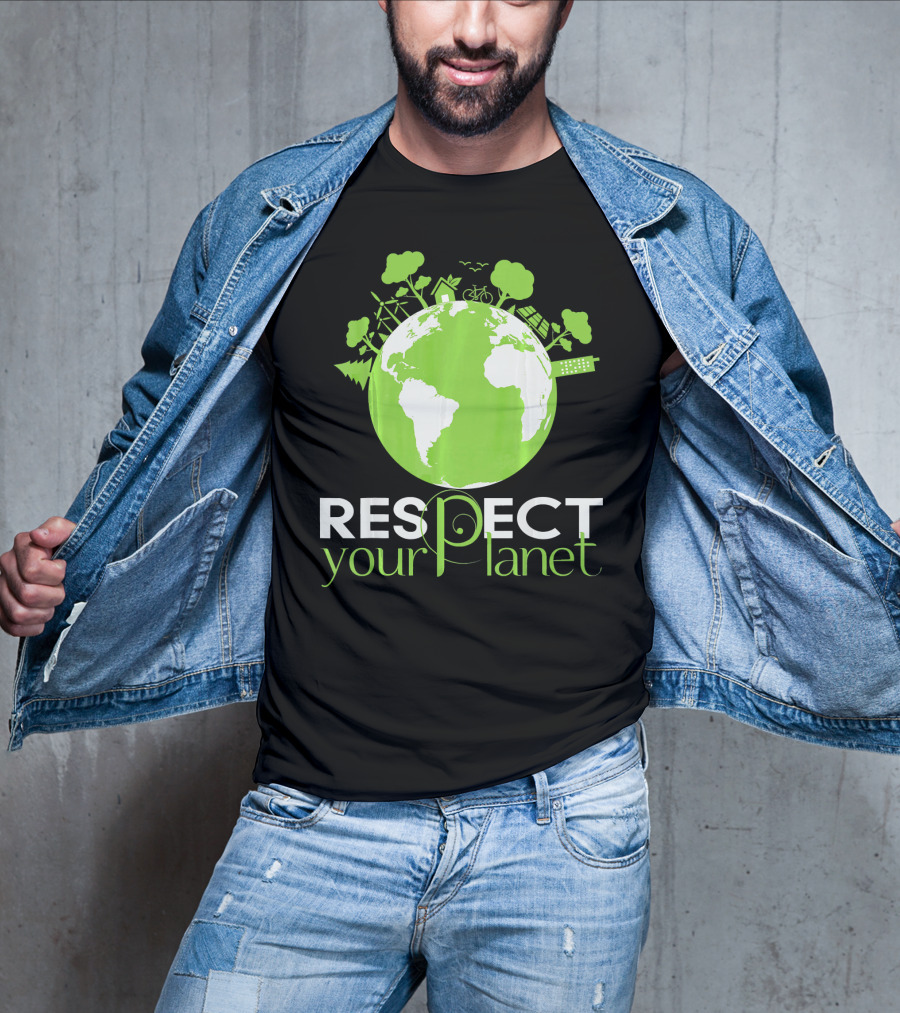 Respect Your Planet Earth Day Green Eco Symbols T-Shirt