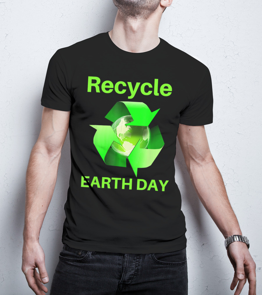 Recycle Earth Day Green Arrows Globe T-Shirt