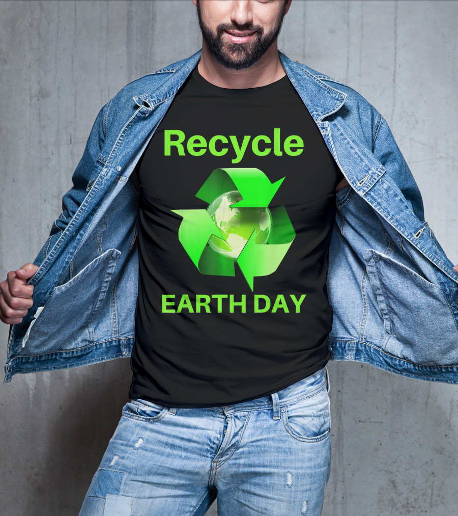 Recycle Earth Day Green Arrows Globe T-Shirt
