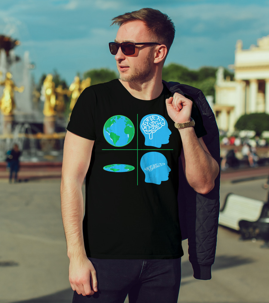Flat Earth Society Flat Brain Memes Globes And Brain Flatheads T-Shirt