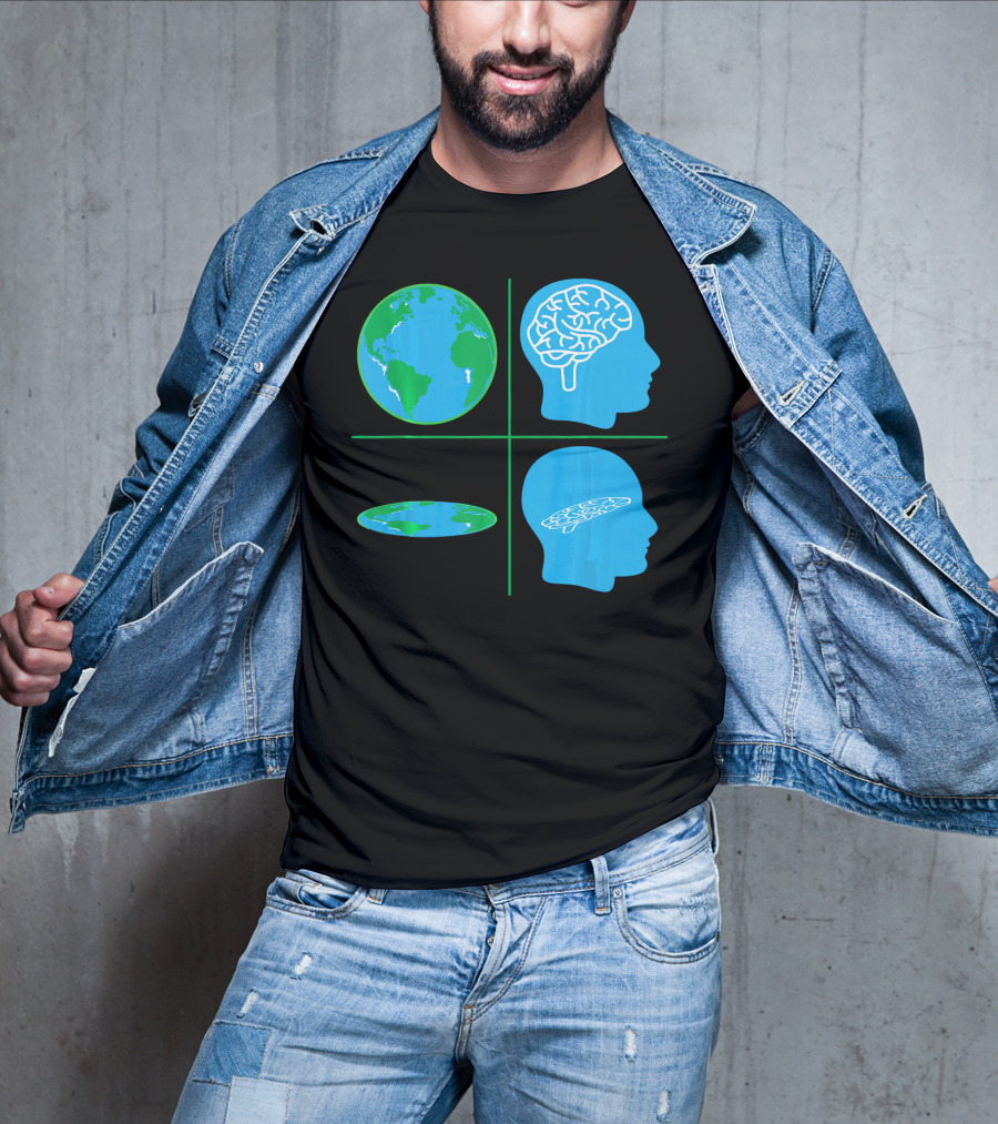 Flat Earth Society Flat Brain Memes Globes And Brain Flatheads T-Shirt