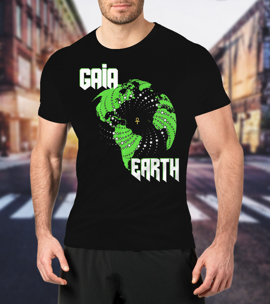 Gaia Earth Ankh Starry Globe T-Shirt