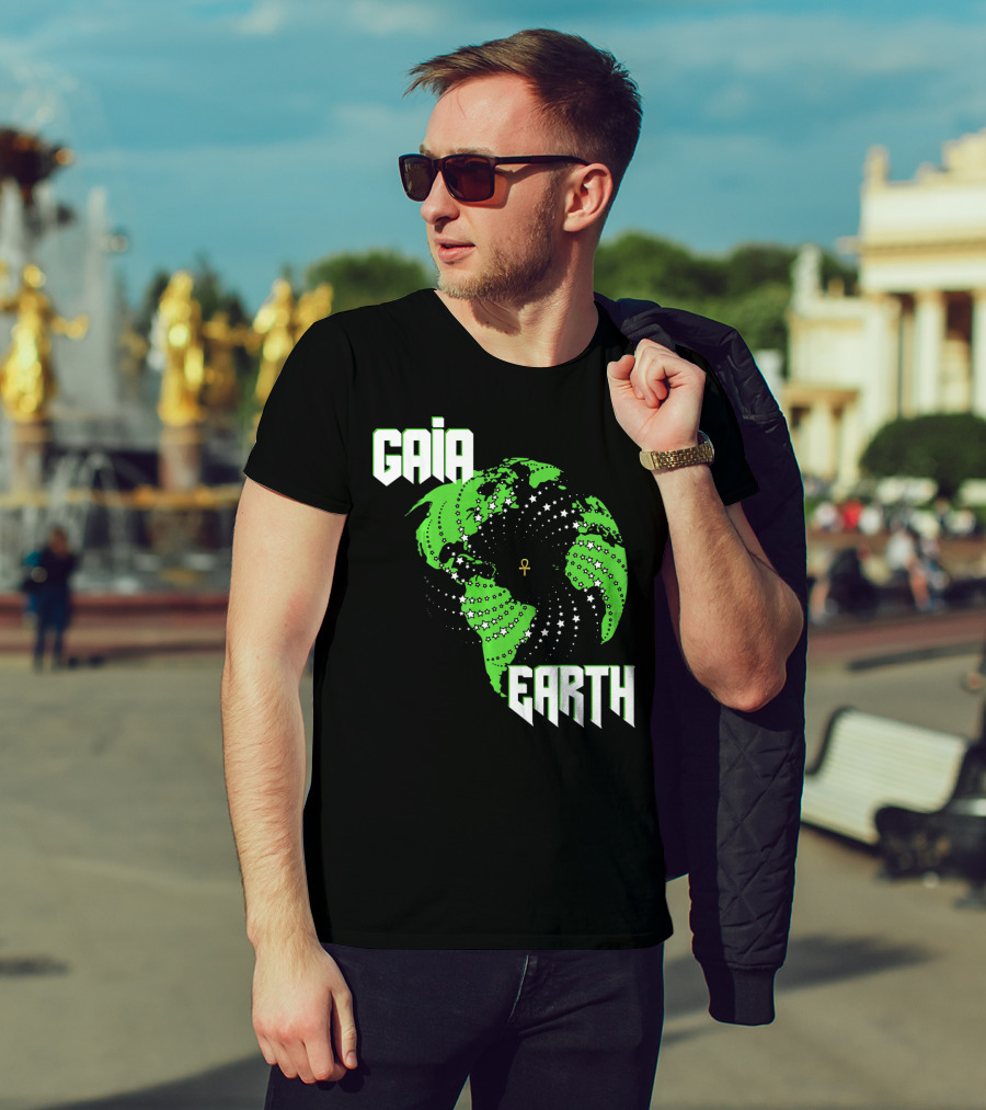 Gaia Earth Ankh Starry Globe T-Shirt