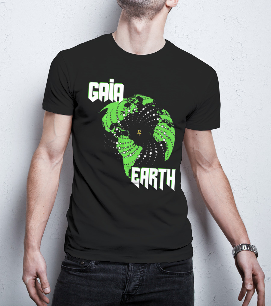 Gaia Earth Ankh Starry Globe T-Shirt