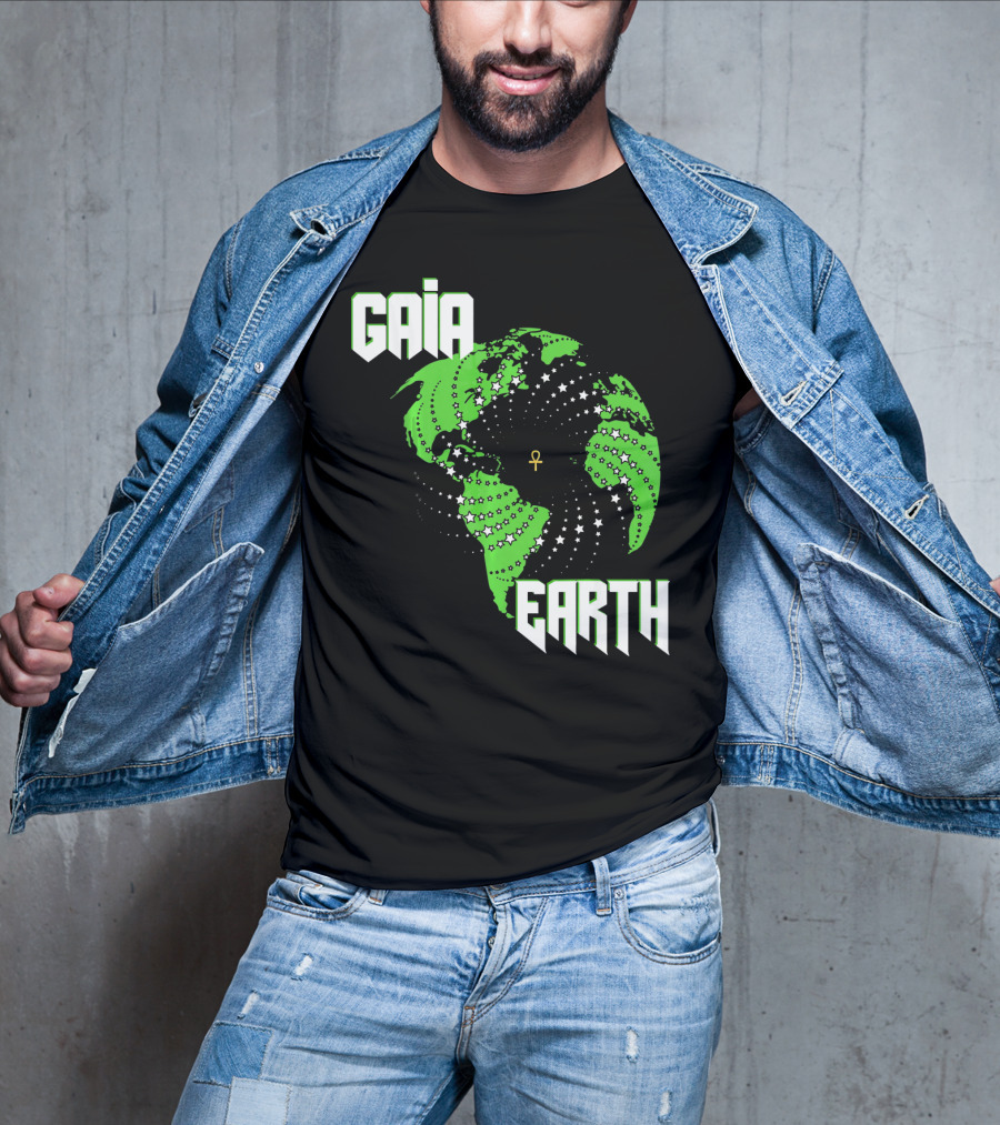 Gaia Earth Ankh Starry Globe T-Shirt