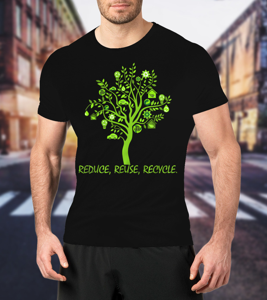 Reduce Reuse Recycle Earth Day Tree With Eco Icons T-Shirt