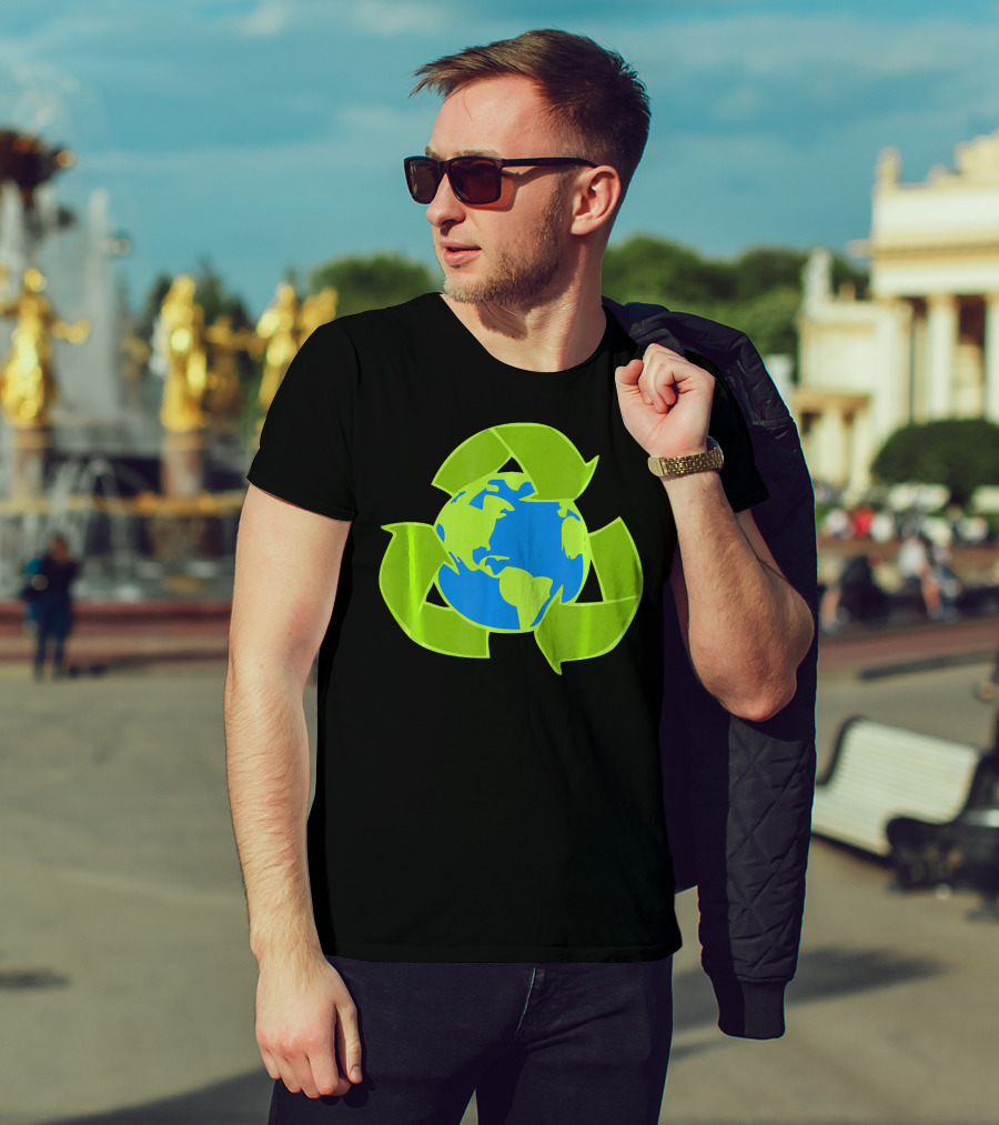 Planet Earth Recycle Symbol Env Eco-Friendly T-Shirt