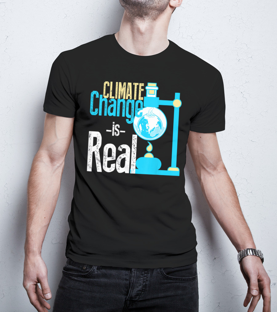 Climate Change Is Real Earth On Fire Scientific T-Shirt