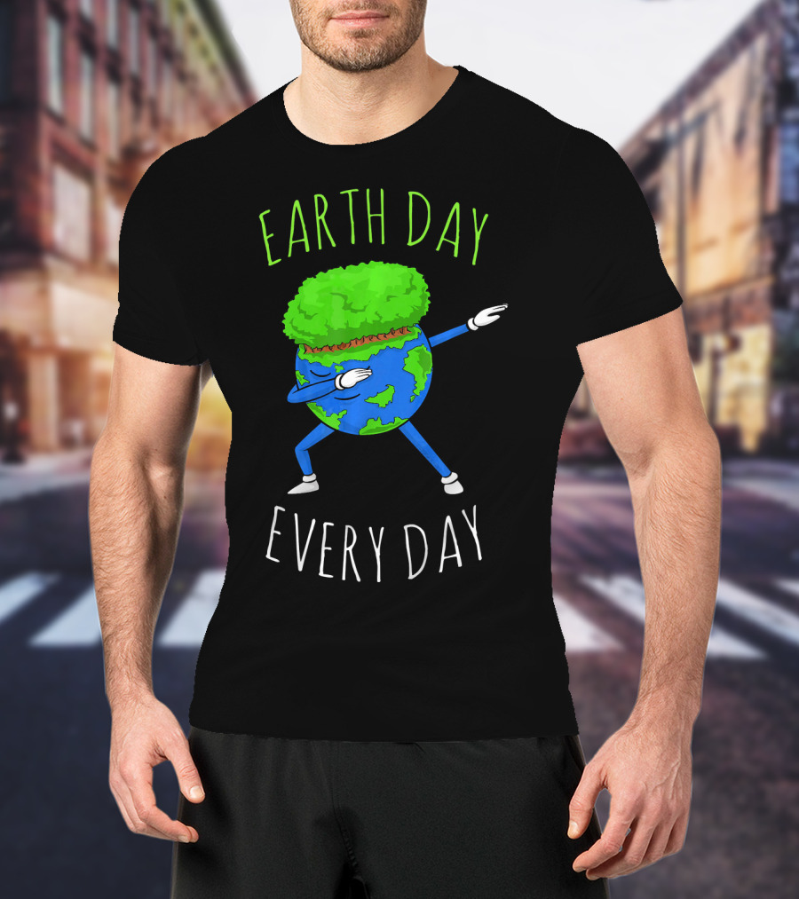 Earth Day Every Day Dancing Globe With Green Hair T-Shirt