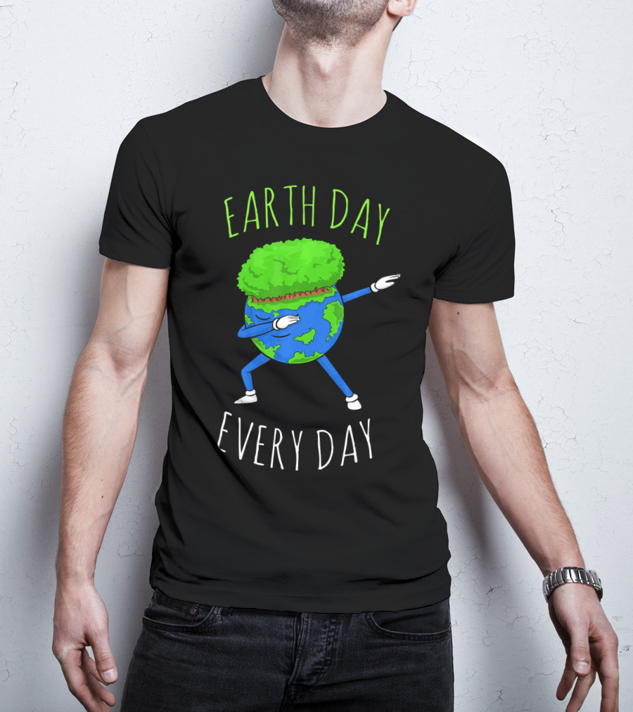 Earth Day Every Day Dancing Globe With Green Hair T-Shirt