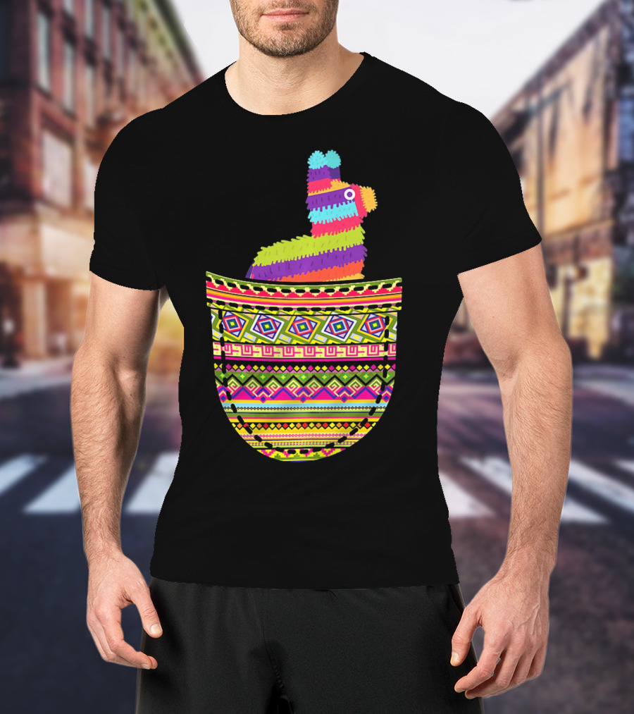 Mexican Pinata Pocket Cinco De Mayo Fiesta Colorful T-Shirt
