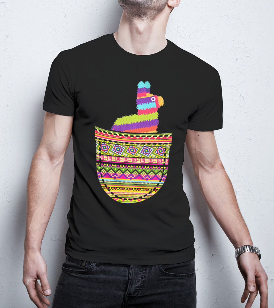 Mexican Pinata Pocket Cinco De Mayo Fiesta Colorful T-Shirt