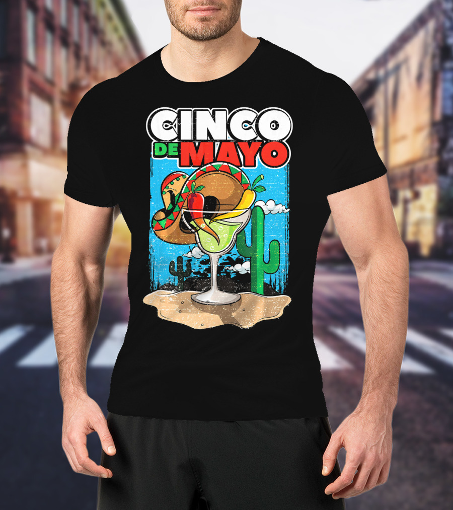 Cinco De Mayo Margarita Cactus Sombrero Fiesta T-Shirt