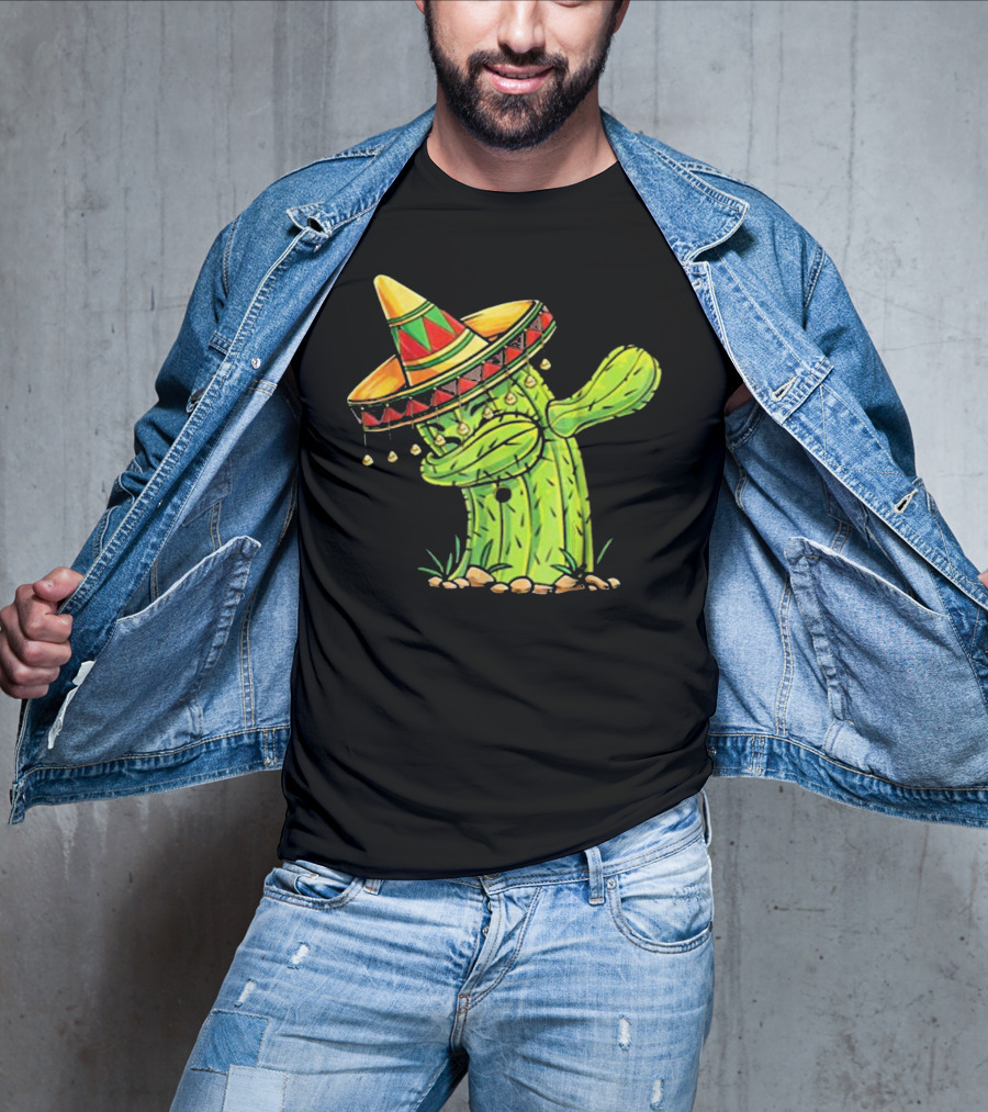 Cinco De Mayo Dabbing Cactus With Sombrero Mex T-Shirt