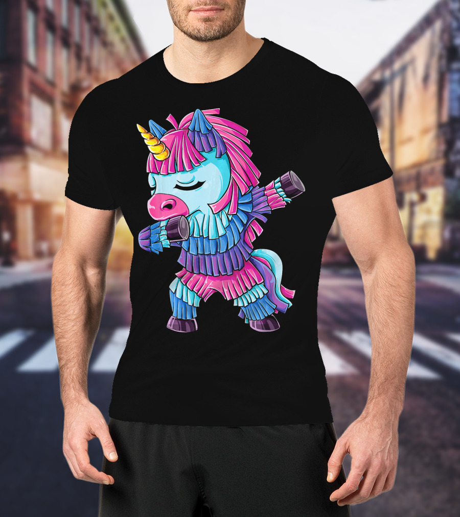 Dabbing Unicorn Pinata Funny Cinco De Mayo Party T-Shirt