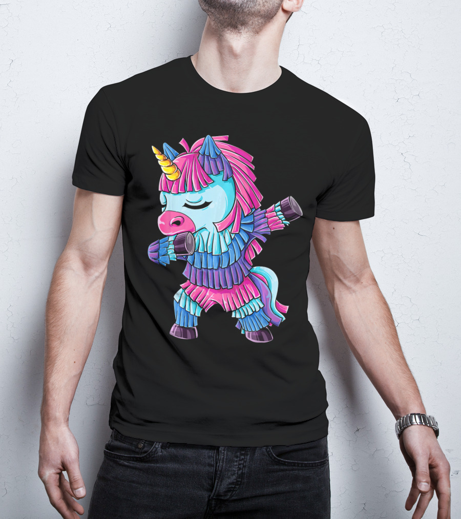 Dabbing Unicorn Pinata Funny Cinco De Mayo Party T-Shirt