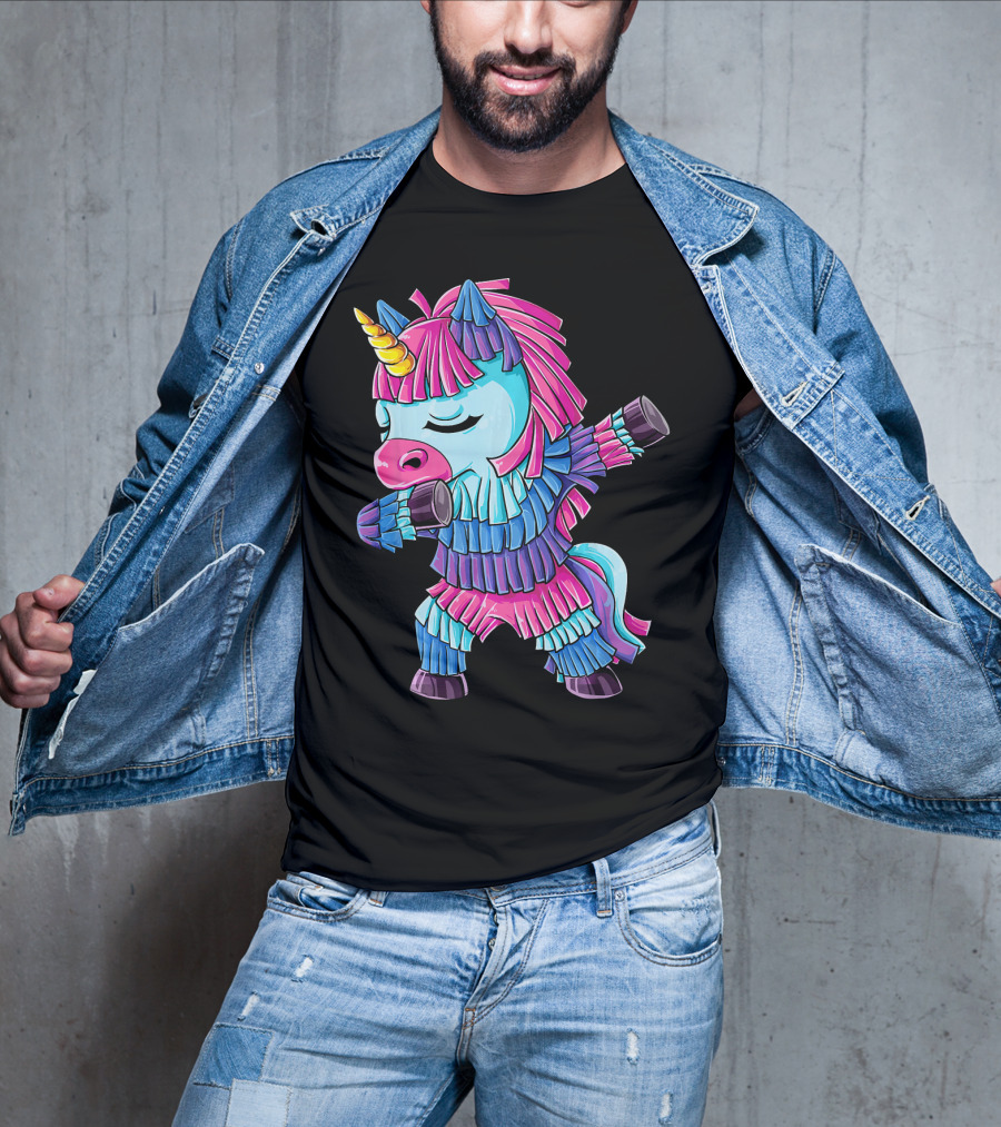 Dabbing Unicorn Pinata Funny Cinco De Mayo Party T-Shirt