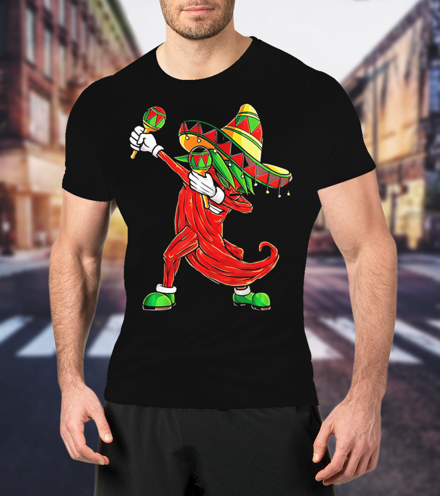 Dabbing Chili Sombrero Maracas Festival Fiery Dance T-Shirt