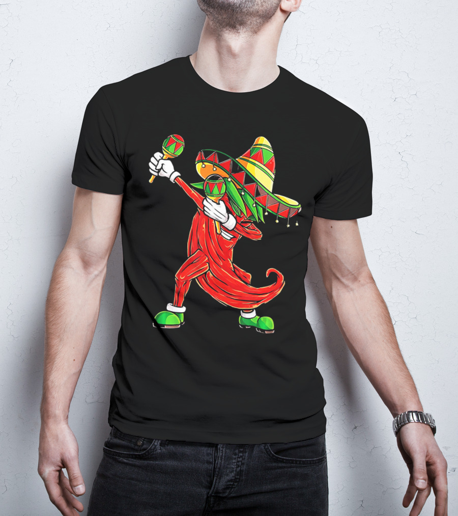 Dabbing Chili Sombrero Maracas Festival Fiery Dance T-Shirt