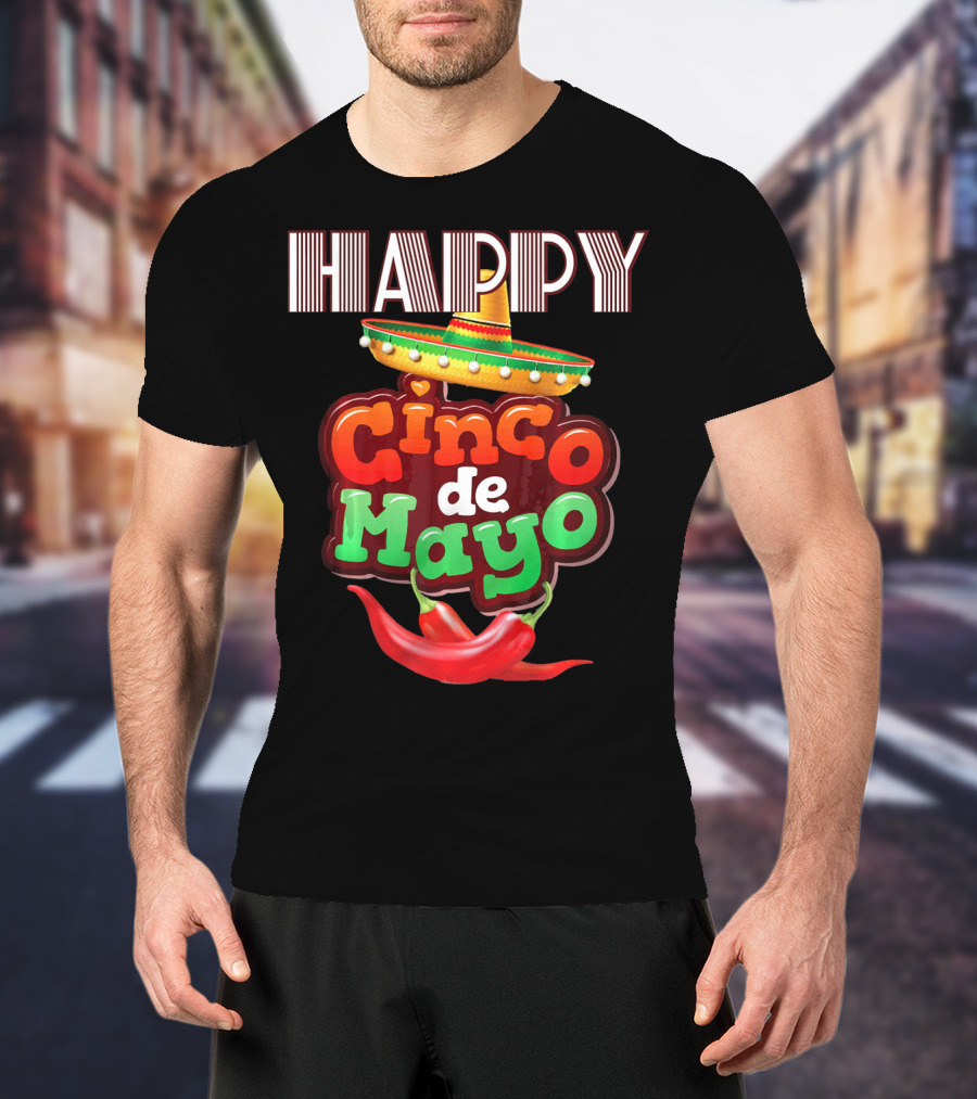 Happy Cinco De Mayo Sombrero Red Chili Peppers T-Shirt