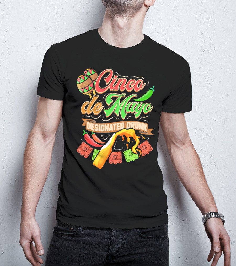 Cinco De Mayo Designated Drunk Peppers Beer Fiesta T-Shirt