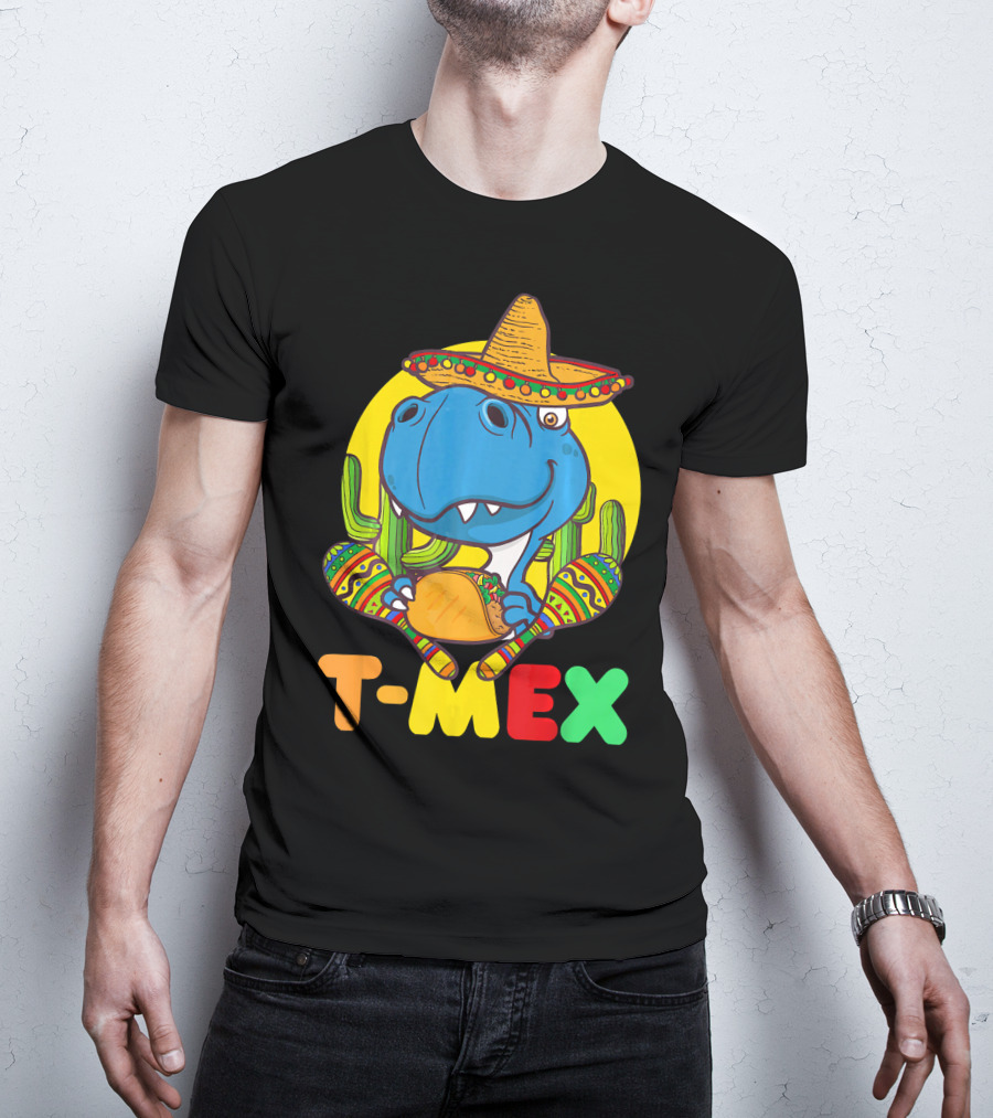 T-Mex Funny Cinco De Mayo Dinosaur Rex With Sombrero And Taco T-Shirt