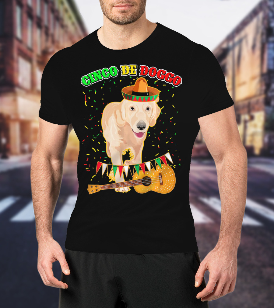 Cinco De Doggo Golden Retriever Sombrero Guitar Fiesta T-Shirt