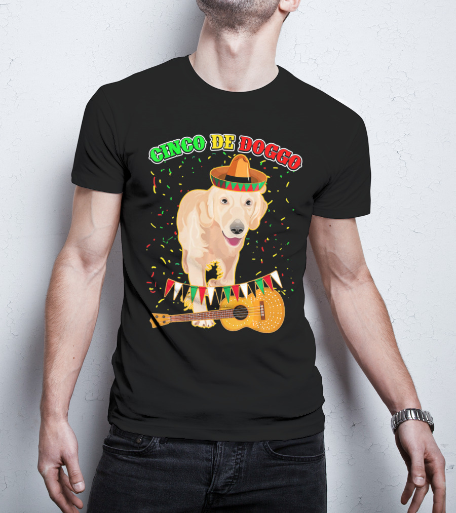 Cinco De Doggo Golden Retriever Sombrero Guitar Fiesta T-Shirt
