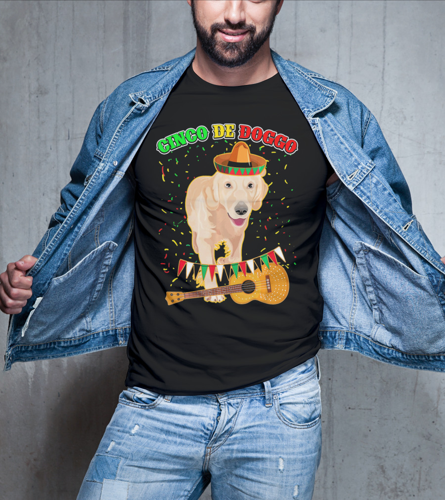 Cinco De Doggo Golden Retriever Sombrero Guitar Fiesta T-Shirt