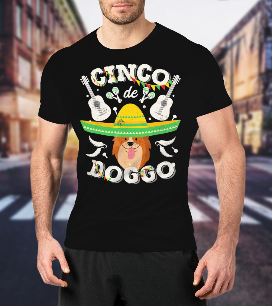 Cinco De Doggo Corgi Sombrero Guitars And Maracas T-Shirt