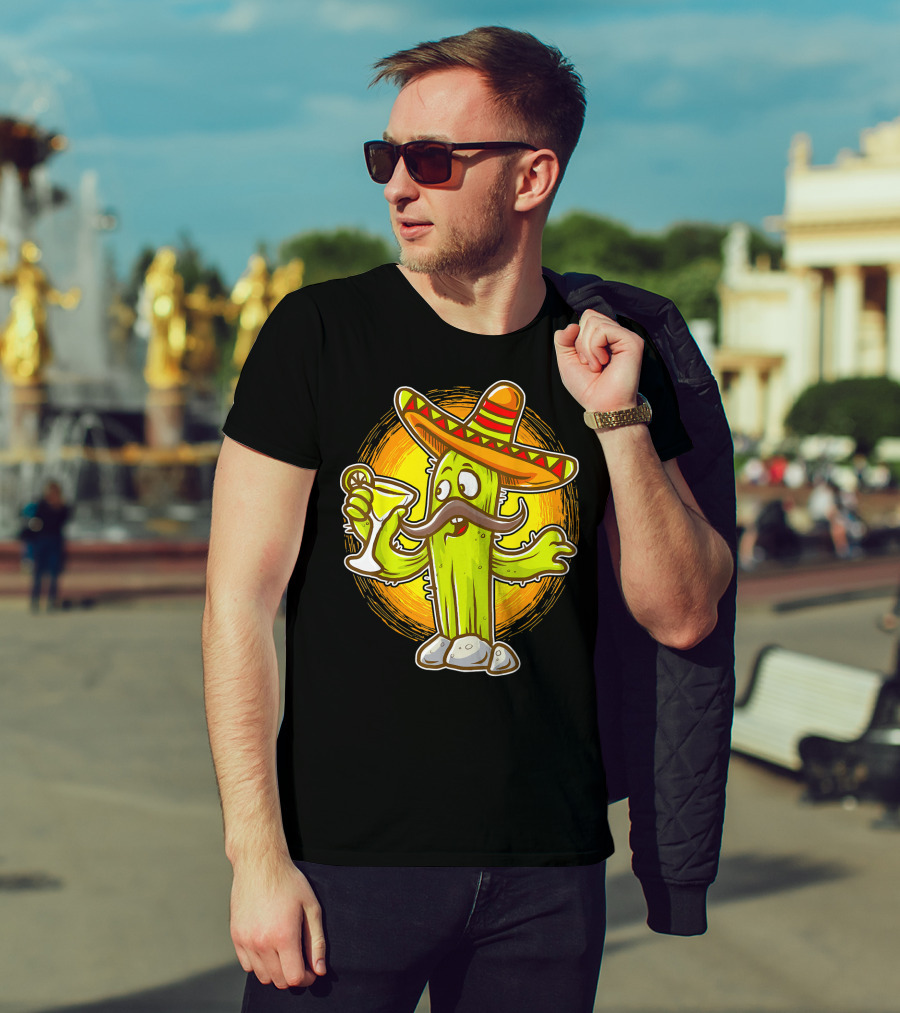 Margarita Cactus With Sombrero Cinco De Mayo Fiesta T-Shirt