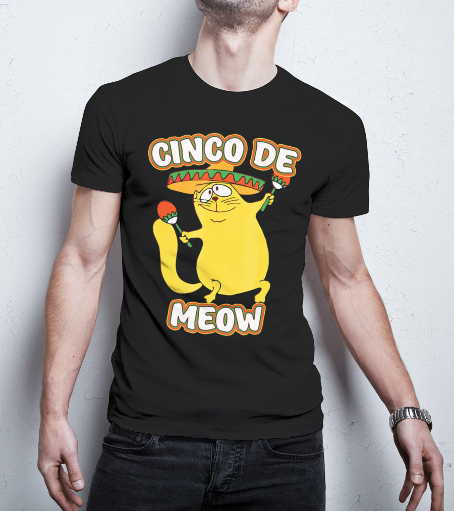 Cinco De Meow Funny Cat Lover Sombrero Party T-Shirt
