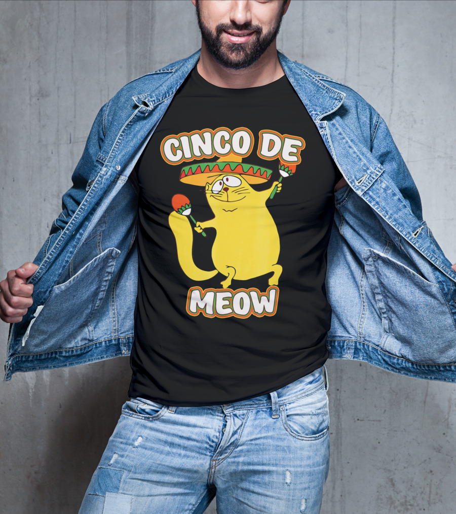 Cinco De Meow Funny Cat Lover Sombrero Party T-Shirt
