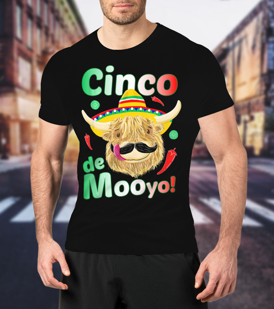 Cinco De Mooyo Scottish Highland Cow Fiesta T-Shirt