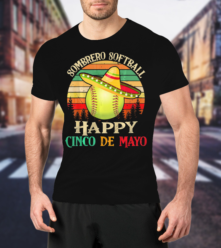 Sombrero Softball Happy Cinco De Mayo T-Shirt