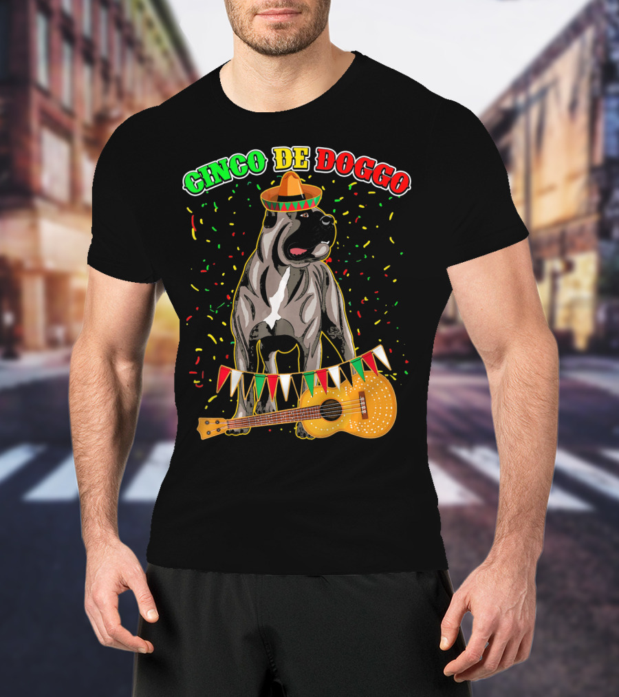 Cinco De Mayo Doggo Cane Corso Sombrero Guitar Festival T-Shirt