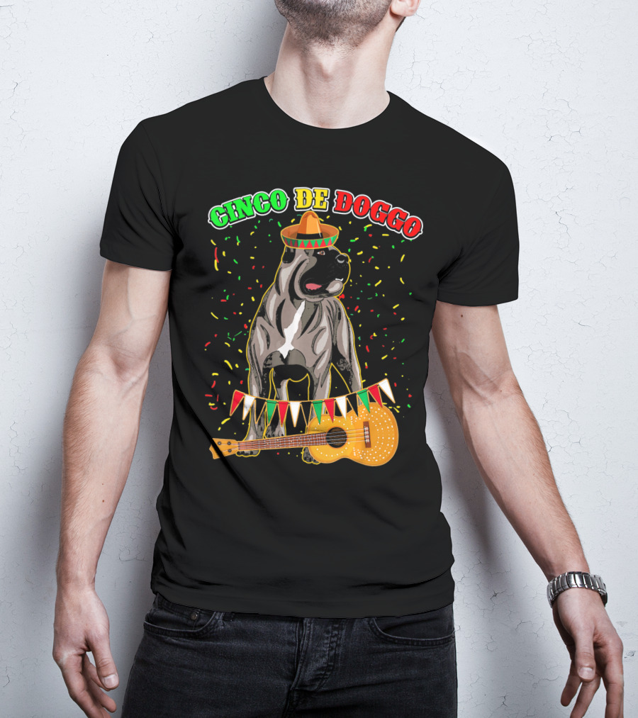 Cinco De Mayo Doggo Cane Corso Sombrero Guitar Festival T-Shirt