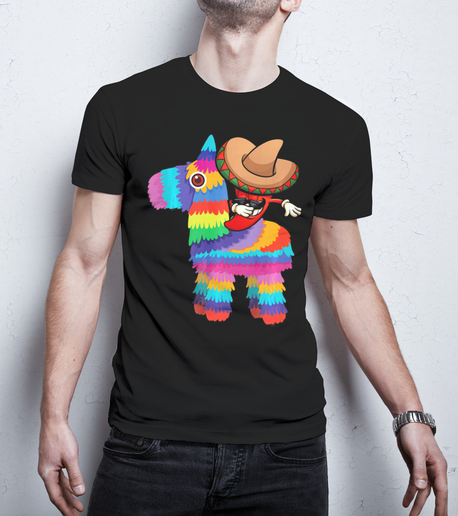 Dabbing Chili Pepper Piñata Cinco Sombrero Fun T-Shirt