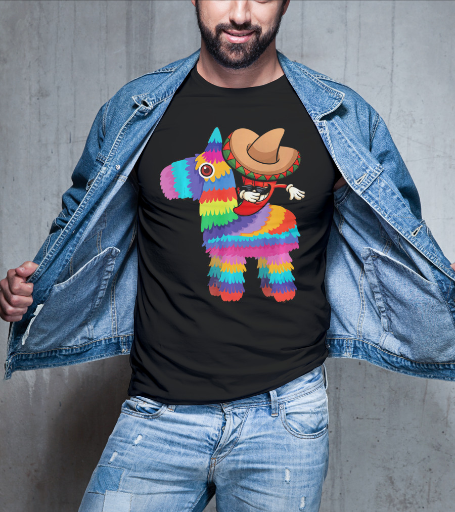 Dabbing Chili Pepper Piñata Cinco Sombrero Fun T-Shirt