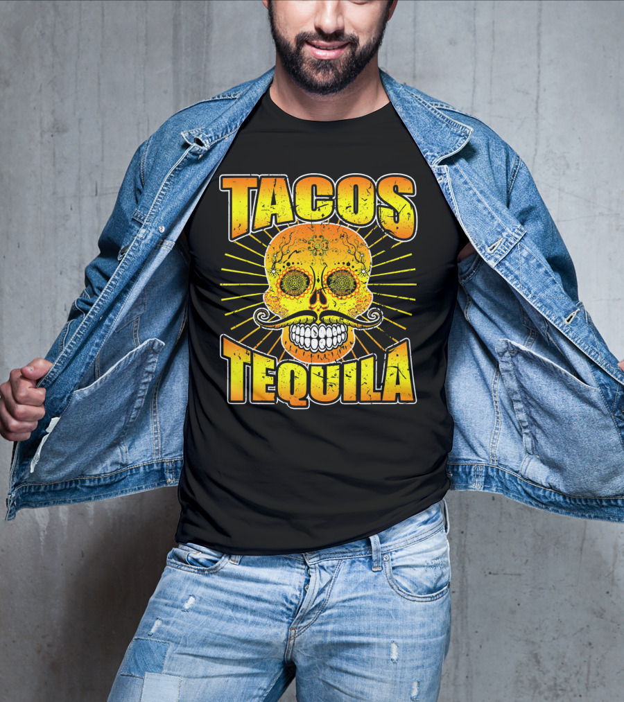 Tacos Tequila Sugar Skull Cinco De Mayo Day T-Shirt