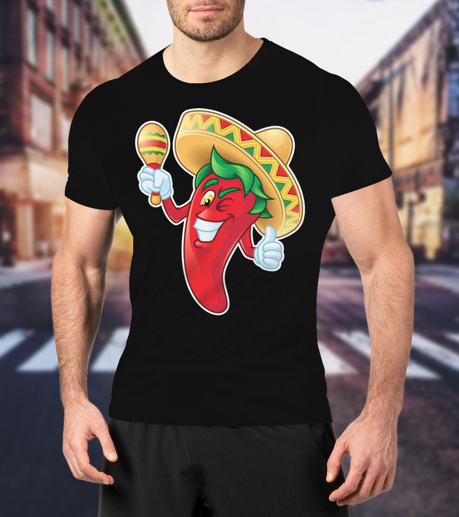 Funny Jalapeno Sombrero Maracas Cinco De Mayo T-Shirt