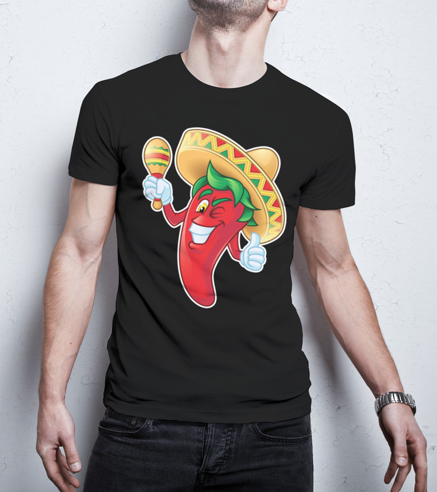 Funny Jalapeno Sombrero Maracas Cinco De Mayo T-Shirt