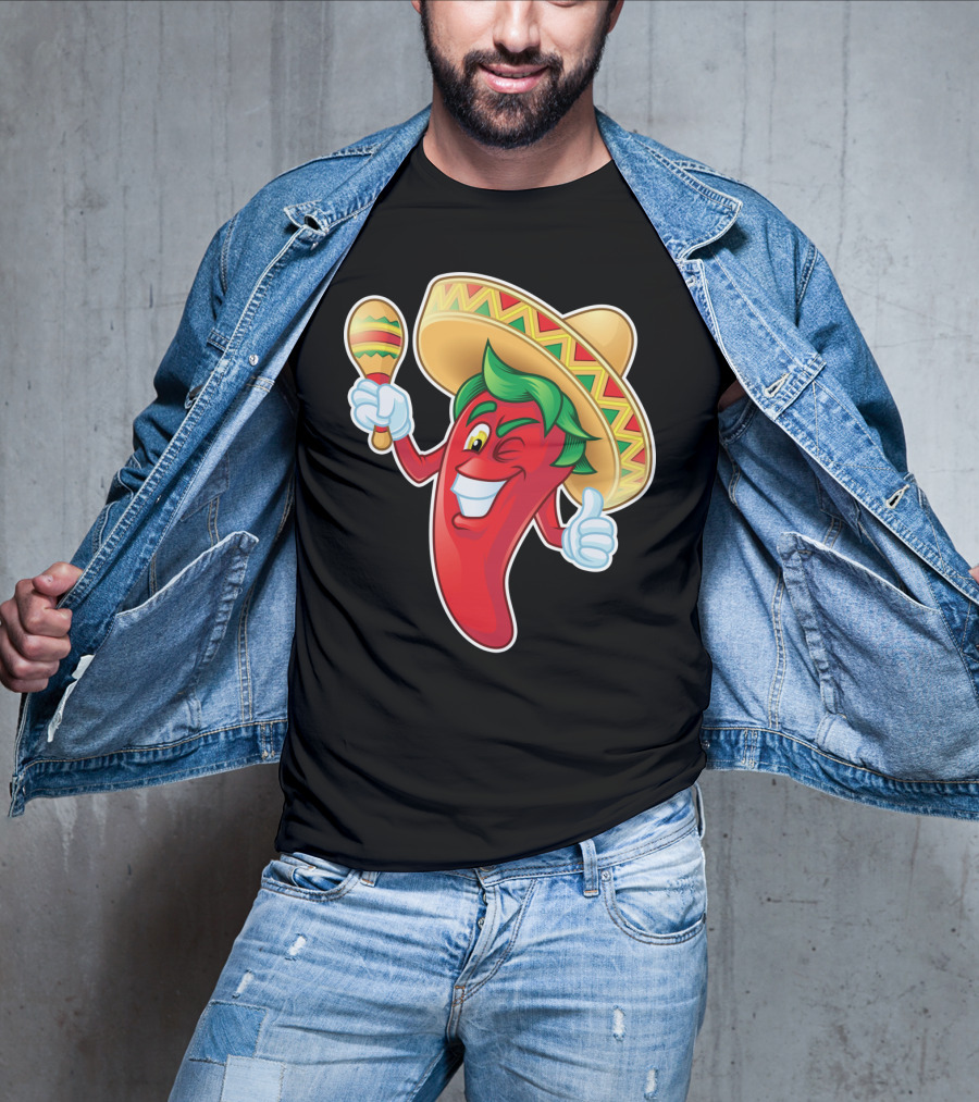 Funny Jalapeno Sombrero Maracas Cinco De Mayo T-Shirt