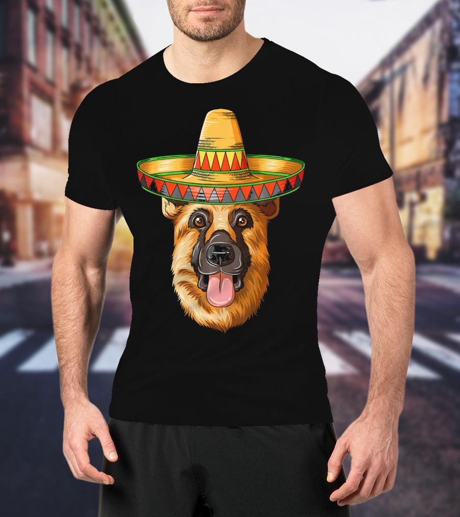 German Shepherd Sombrero Cinco De Mayo Mexican T-Shirt