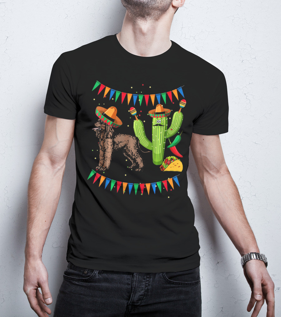 Sombrero Irish Water Spaniel With Fiesta Cactus And Taco Celebration Mexico T-Shirt
