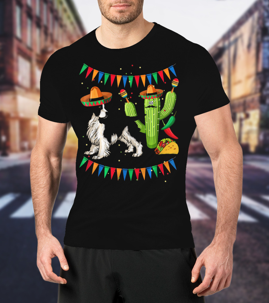 Sombrero English Springer Spaniel Dog With Cactus And Taco Fiesta T-Shirt
