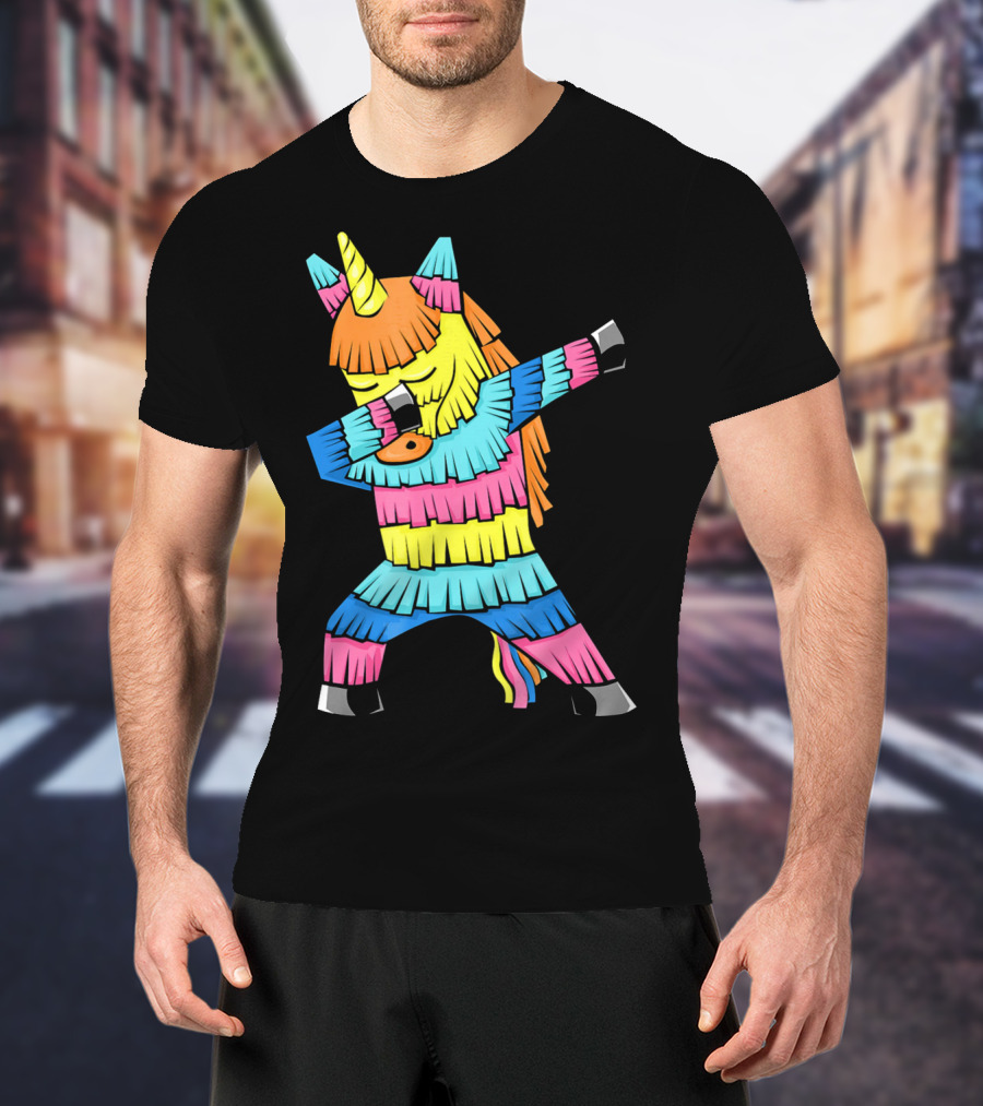 Cinco De Mayo Unicorn Dabbing Colorful Pinata Fun T-Shirt