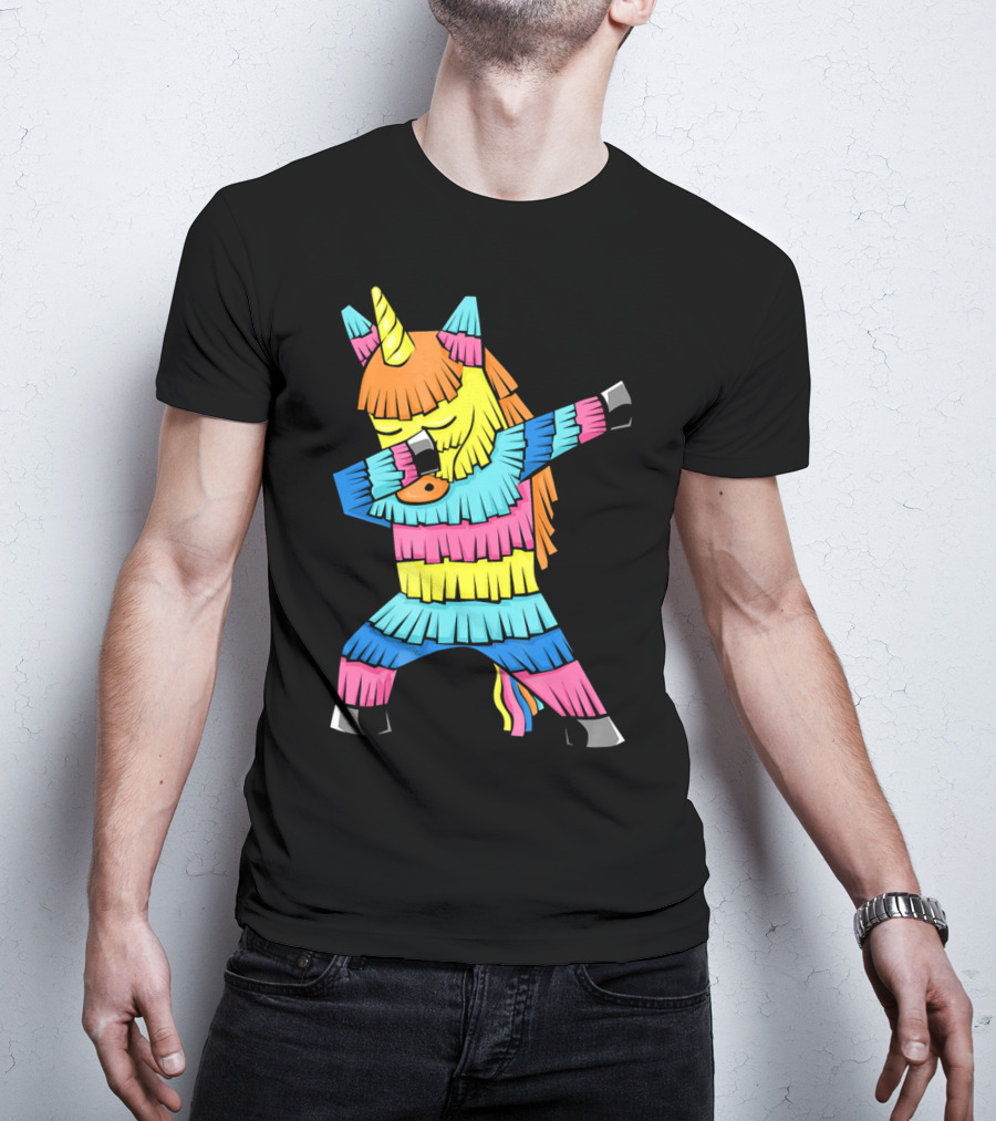 Cinco De Mayo Unicorn Dabbing Colorful Pinata Fun T-Shirt