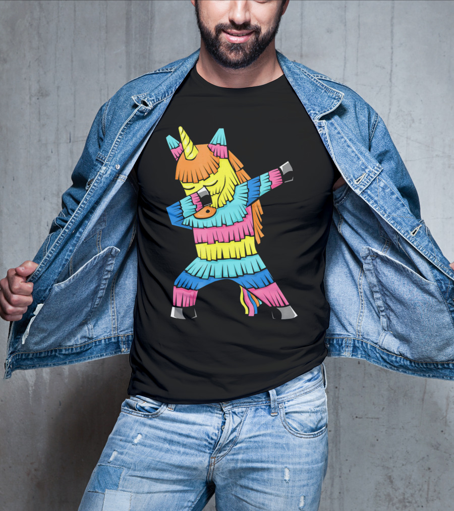 Cinco De Mayo Unicorn Dabbing Colorful Pinata Fun T-Shirt
