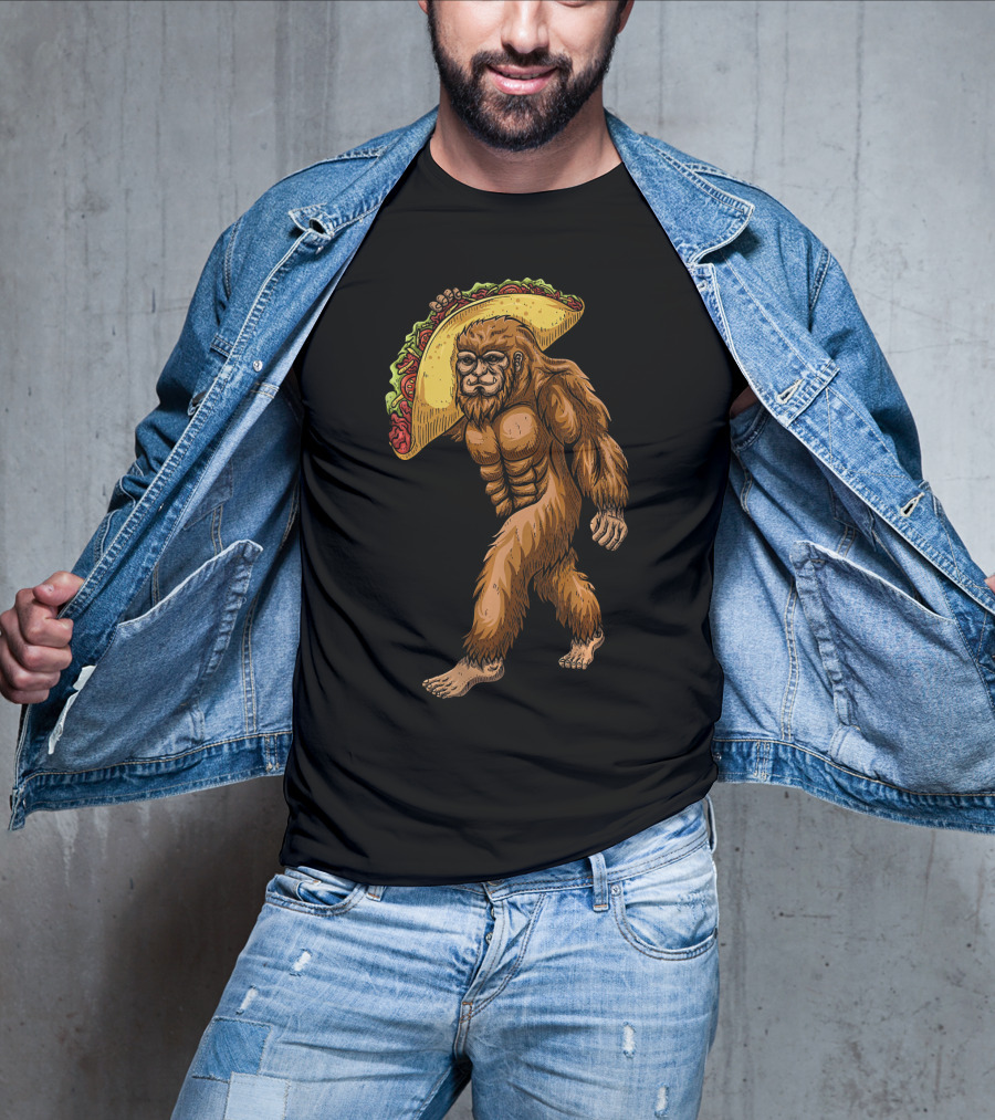 Bigfoot Sasquatch Holding Giant Taco T-Shirt